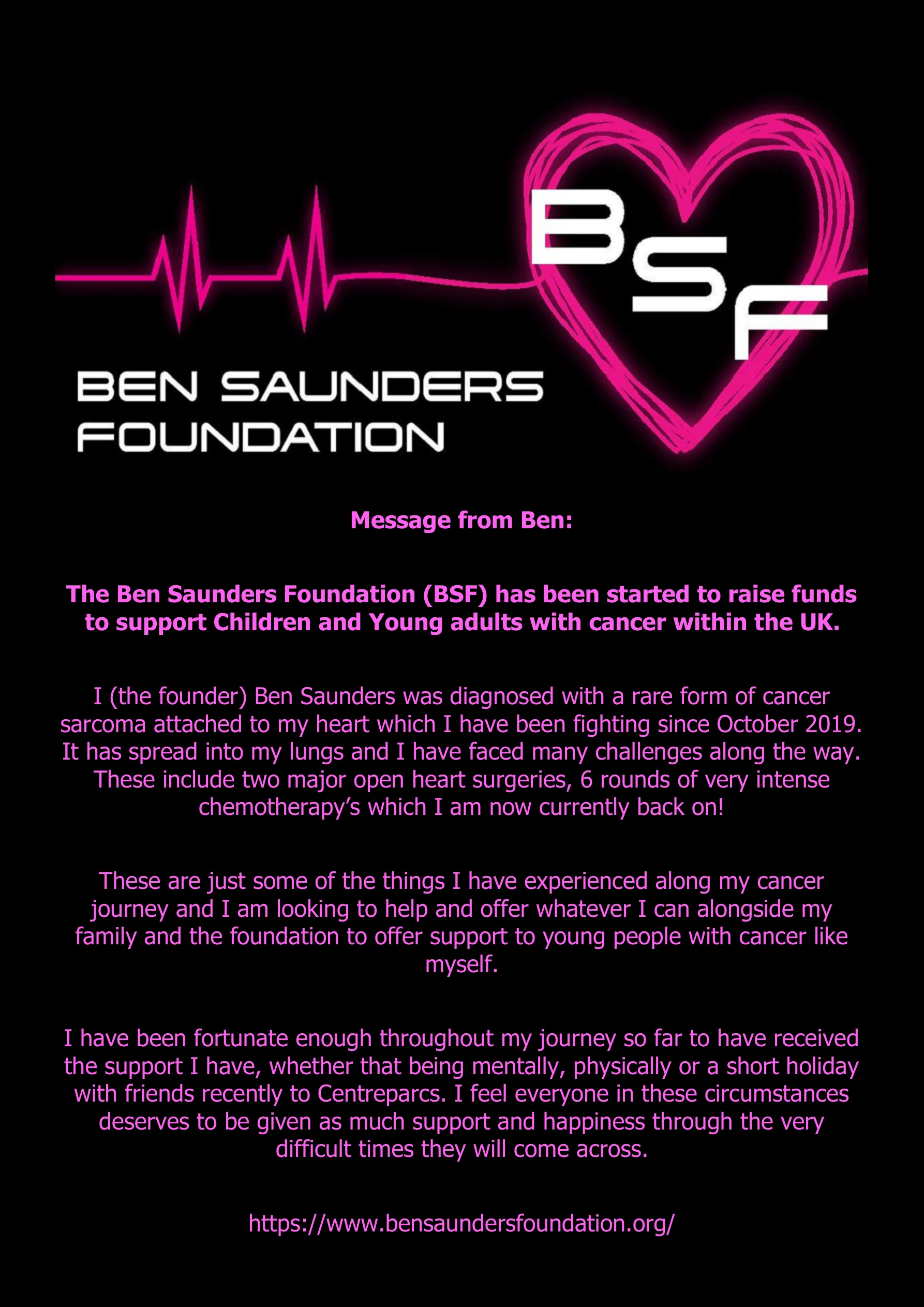Ben Saunders Foundation — raising funds to support children and young adults with cancer in the UK